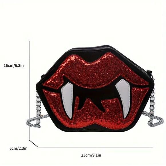 MISSLOOK Red and Black Crossbody Bag with Decorative Accents - Picture 3 of 9